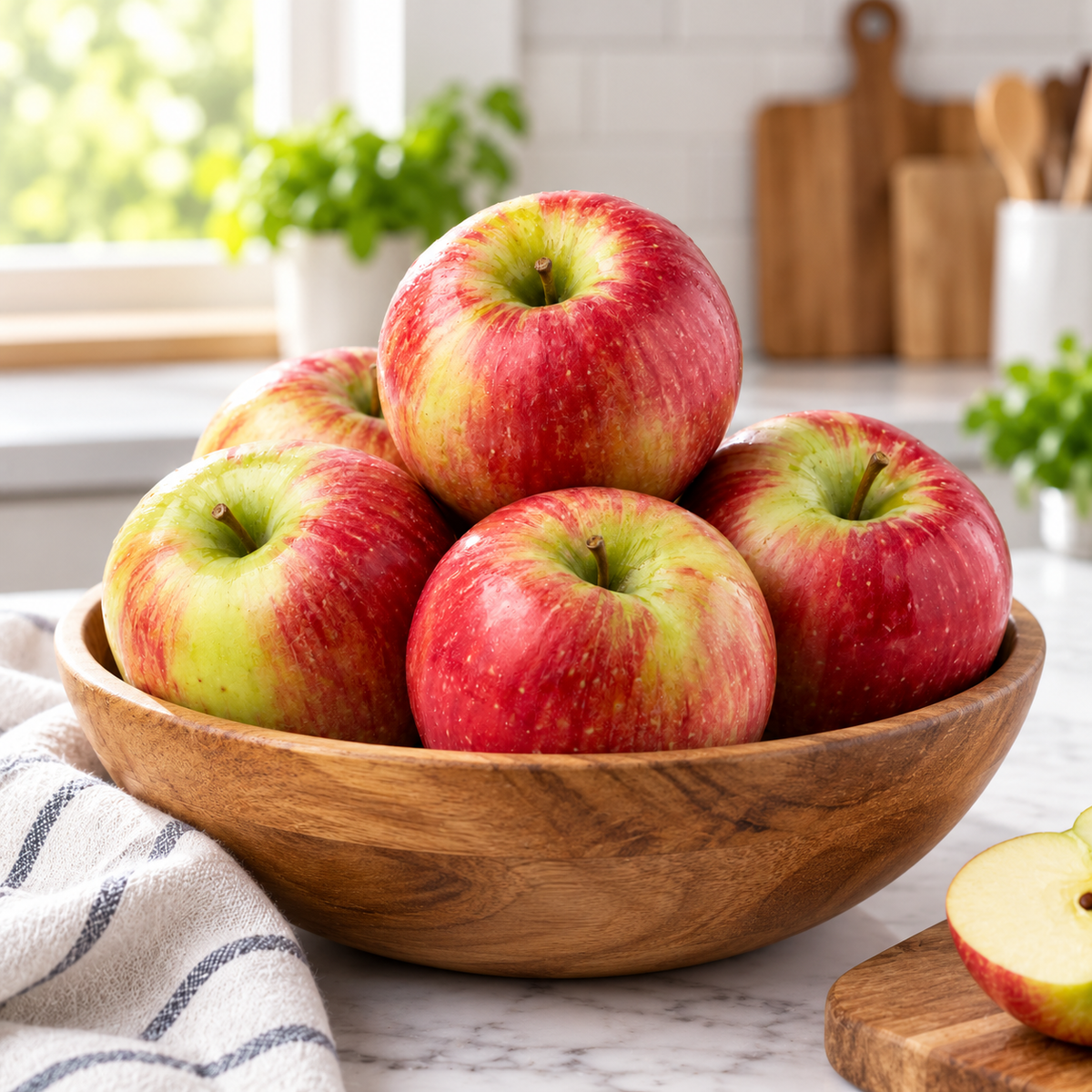 Fresh red Shimla apples close-up