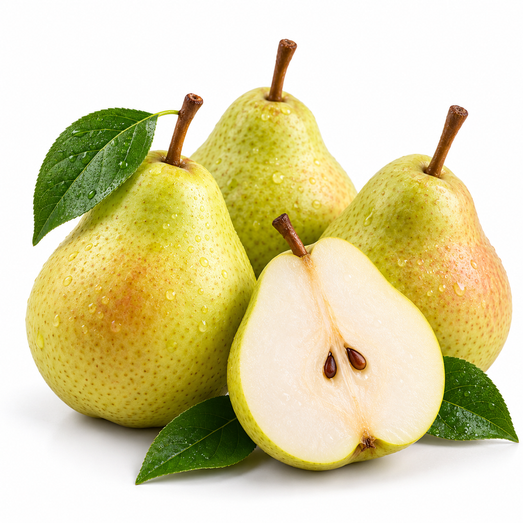 Fresh Pear cut open showing juicy interior